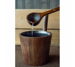 Saunové příslušenství Rento, tmavě hnědý bambus + textil Saunové příslušenství Rento, tmavě hnědý bambus + textil